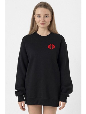 Tshirthane Cobra Kai Logo Siyah Kadın 2ip Sweatshirt