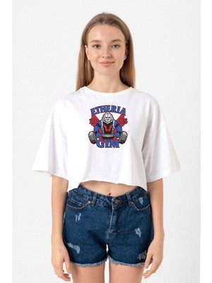 He Man Etheria Gym 1985 Beyaz Kadın Crop Tshirt