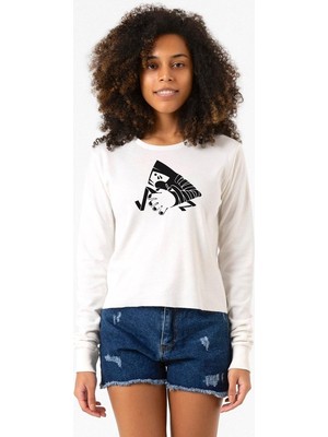 Tshirthane Monogatari Anime Suruga Monkey Symbol Ekstra Uzunkol Sweatshirt Ekru