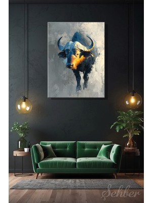 Şehber Dekoratif Dikey Kanvas Tablo Tekli Ev Kafe Ofis Tatsiana Ilyina African Buffalo 2250