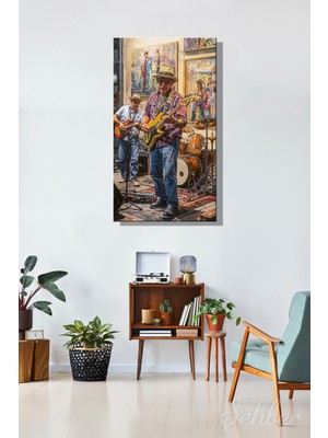 Şehber Panoramik Dikey Kanvas Tablo Tekli Ev Kafe Ofis New Orleans Tarzı Blues Müzik Grubu 2273