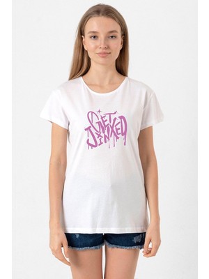 Arcane Get Jinxed Beyaz Kadın Bisikletyaka Tshirt