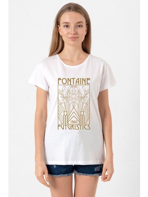 Bioshock Fontaine Futuristics Beyaz Kadın Bisikletyaka Tshirt