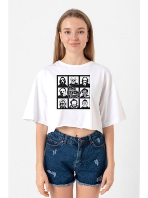 The Psycho Bunch Beyaz Kadın Crop Tshirt