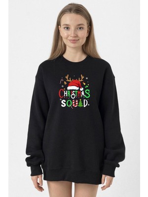 Tshirthane Christmas Squad Siyah Kadın 2ip Sweatshirt