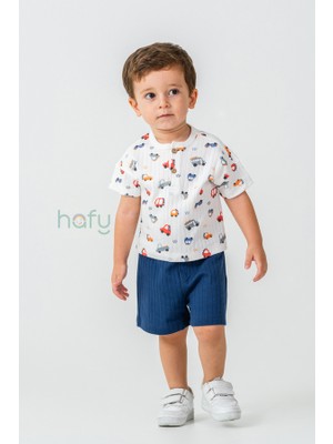 Hafy Baby %100 Pamuk Erkek Bebek Çocuk Yazlık Şortlu Takım Araba Desenli