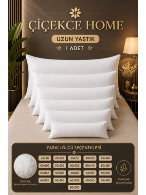 ÇİÇEKCE HOME 1 Adet Uzun Yastık -Hamile Yastık -Dekoratif Yastık Boncuk Silikon Elyaf Dolgulu