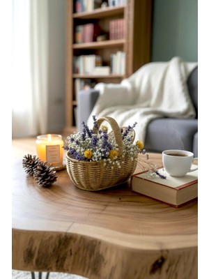 Kitchen Life Rattan Kapaklı Hasır Sunumluk Sepet-Dekoratif Düzenleyici Sepet,çok Amaçlı Saklama Sepeti