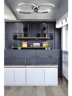 Legacy Duru Gri Renk Modern Tasarım Salon - Mutfak - Hol - Yatak Odası Beyaz Ledli Avize Gri 55 x 35