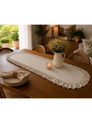 Şah Textile Design Sık Fırfırlı Pamuk Runner 40X110