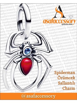 Asaf Accessory Spiderman Örümcek Sallantılı Charm Gümüş