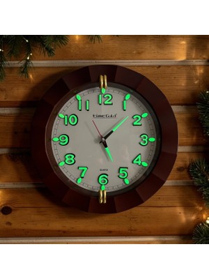 Time Gold Fosforlu Kabartma Rakamlı Eskitme Duvar Saati Çap 32 cm Plastik