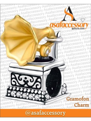 Asaf Accessory Gramafon Charm Asafaccessory Sarı