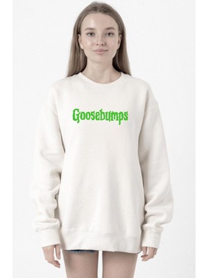 Tshirthane Goosebumps Lettern Beyaz Kadın 2ip Sweatshirt