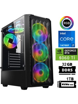 Xaser Delux X94 I7 14700F 32GB Ddr5 Ram 1tb M.2 Nvme SSD 8gb RTX5060 Ti Oyuncu Tavsiye Sistem