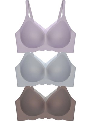 Cottonhill Seamless Bra - Touch | Lazer Kesim Dikişsiz Tül ve Dalga Detaylı Balensiz Kadın Sütyen 3'lü Paket-2
