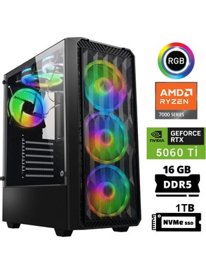 Xaser Delux X34 Ryzen 5 7500F 16GB Ddr5 Ram 1tb M.2 Nvme SSD 8gb RTX5060 Ti Oyuncu Tavsiye Sistem