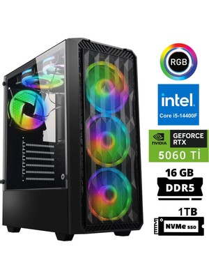 Xaser XSR951 I5 14400F 16GB Ddr5 Ram 1tb M.2 Nvme SSD 8gb RTX5060 Ti Oyuncu Tavsiye Sistem