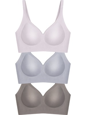 Cottonhill Seamless Bra - Slight | Lazer Kesim Dikişsiz Dilim Detaylı Balensiz Kadın Sütyen 3'lü Paket-2