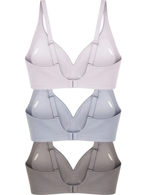 Cottonhill Seamless Bra - Slight | Lazer Kesim Dikişsiz Dilim Detaylı Balensiz Kadın Sütyen 3'lü Paket-2