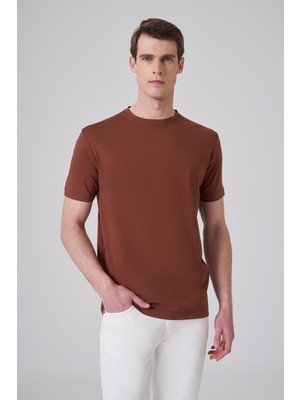 Morven  Erkek Kiremit Trend  Bisiklet Yaka Rayon Dinamik Fit Tshirt