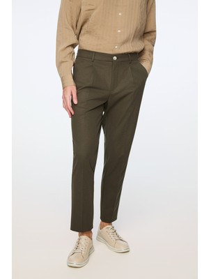 Morven  Erkek Yeşil Poliviskon Trend Düz Slim Fit Pantolon