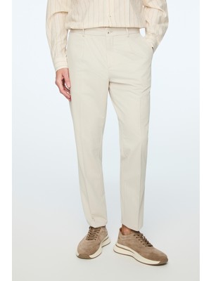 Morven  Erkek Taş Poliviskon Trend Düz Slim Fit Pantolon