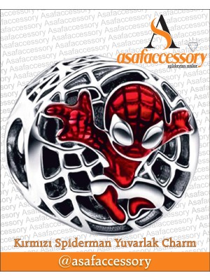 Asaf Accessory Kırmızı Spiderman Yuvarlak Charm Çok Renkli