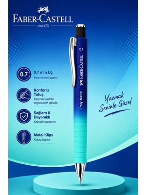 Danacı Kırtasiye Faber-Castell Polymatic Flow Edition Versatil Kalem 0,7 Mavi-Turkuaz Renk