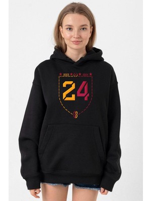 Tshirthane 24 Şampiyonluk Siyah Kadın 3ip Kapşonlu