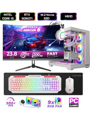 Xaser XSR900 I5 12400F 16GB Ram 512GB M.2 Nvme SSD 8gb RTX5060TI 24"curved 200Hz Sıvı Soğutma Oyuncu Tavsiye Sistem