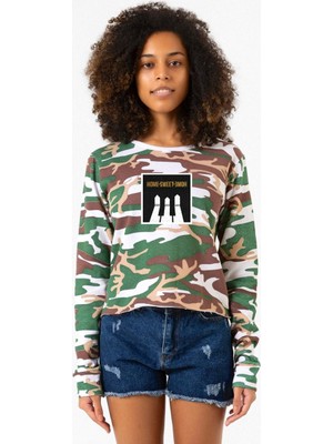 Tshirthane G-Dragon Home Sweet Home Kamuflaj Ekstra Uzunkol Sweatshirt