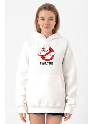 Tshirthane Casper The Friendly Ghost Casbuster Beyaz Kadın 3ip Kapşonlu Sweatshirt
