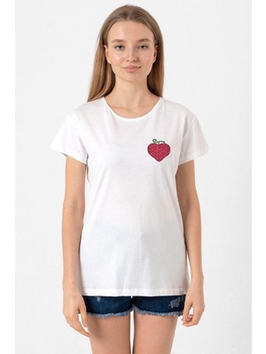 One Piece Anime Ope Ope Devil Fruit Beyaz Kadın Bisikletyaka Tshirt