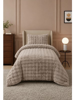 Lal Home Deco Loria Tek Kişilik Peluş Yatak Örtüsü 160X220CM - Wellsoft Yumuşak Dokulu Kahverengi