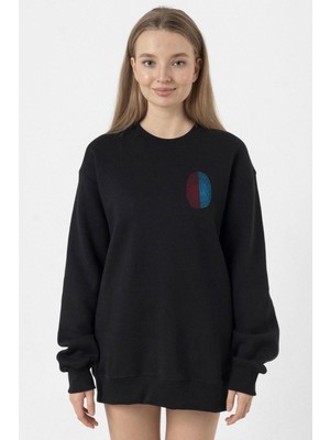 Tshirthane Bordo Mavi Parmak İzi Siyah Kadın 2ip Sweatshirt