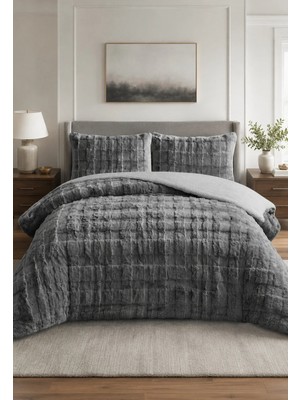 Lal Home Deco Sienna Çift Kişilik Yatak Örtüsü Seti 220X240CM - 2 Yastıklı Lüks Yumuşak Dokulu - Siyah