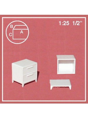 Schulcz 579018 1/25 Ölçek, Çekmeceli Komodin -24 Mm-Beyaz