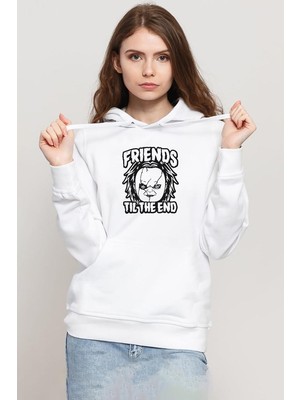 Tshirthane Friends Til The End Beyaz Kadın 3ip Kapşonlu Sweatshirt