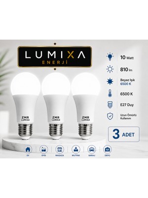 ZMR Lumıxa 10 Watt 810 Lm Beyaz Renk Ampul 3 Adet