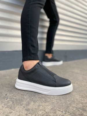 Ebrus Trend JET-007 Alba Bağcıksız Cilt Erkek Günlük Sneaker Ayakkabı CBT Siyah