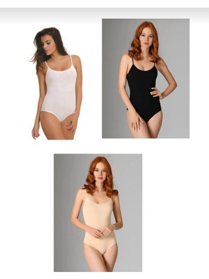 Nbb 2935 Kadın Ip Askılı Karışık Renk Çıtçıtlı Body 3 Adet