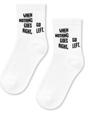 Carnaval Socks When Nothing Goes Right Go Left Yazılı Beyaz Yarım Konç Kısa Çorap