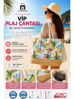Vip Home Concept Plaj Çantası Vip Çanta El ve Omuz Çantası Piknik Çantası-Hawai