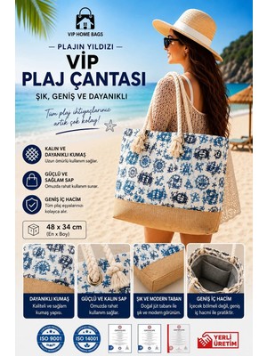 Vip Home Concept Plaj Çantası Vip Çanta El ve Omuz Çantası Piknik Çantası-Çapa