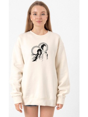 Tshirthane Steins Gate Okabe and Kurisu Ekru Kadın 2ip Sweatshirt
