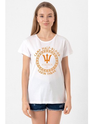 Camp Half Blood Poseidon Beyaz Kadın Bisikletyaka Tshirt