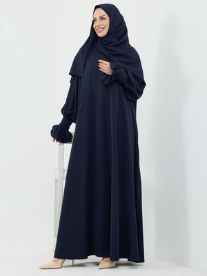 Kadeem Giyim Meryem Şal Hediyeli Dubai Abaya Lacivert - 1016