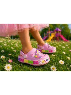 RS Riva Shoes Kids Rainbow Unicorn Çocuk Cross Terlik