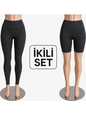 Odea Ikili Set Kadın Spor Taytı Siyah S